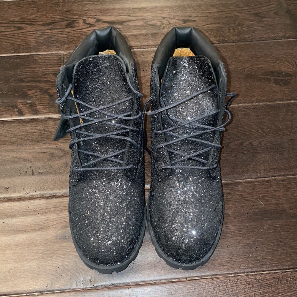 Custom black glitter timberlands